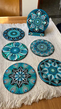 Mandala tea coaster blue (set of 6)