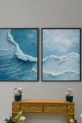 Blue textured waves (set of 2)