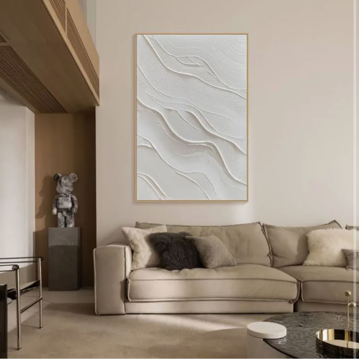 3D white minimalist beach painting