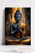 Golden blue textured buddha painting