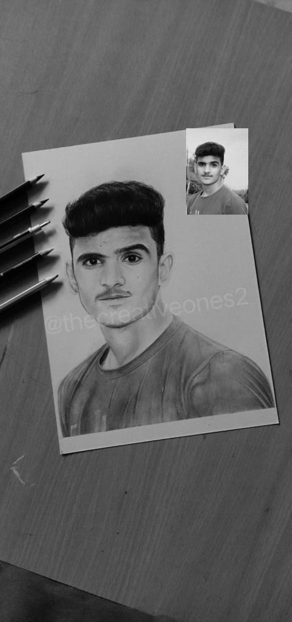 Pencil and charcoal sketch