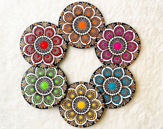 Mandala tea coaster multi-color
