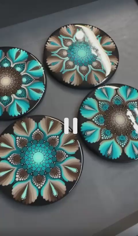 Mandala tea coasters with rasin coat